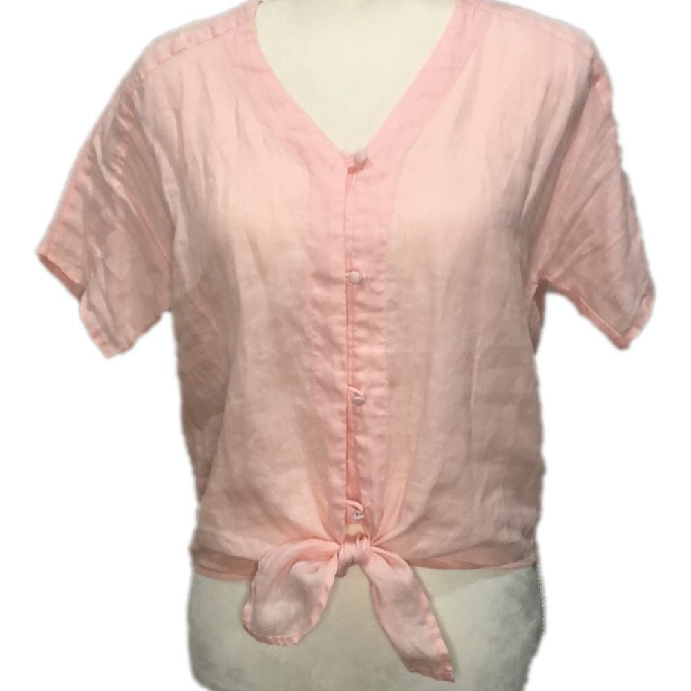 VINCE CAMUTO (XXS) 100% LINEN Peach Blouse